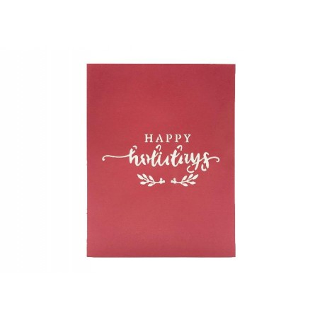 Copertina biglietto rosso Happy Holidays calligrafico