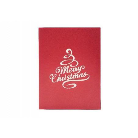 Copertina biglietto rosso Merry Christmas calligrafico
