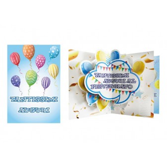 Biglietto pop-up compleanno con palloncini e nuvoletta 3D sorpresa