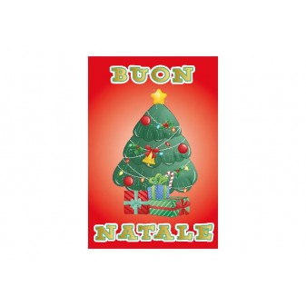 Biglietto di Natale albero con regali colori rosso e verde pop-up