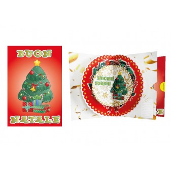 Biglietto Pop-up Natale con tasca sorpresa e struttura decorata