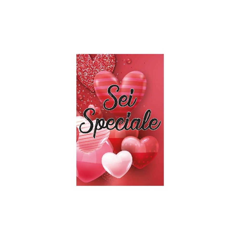 Biglietto Sei Speciale con cuori rossi e scritta emozionale