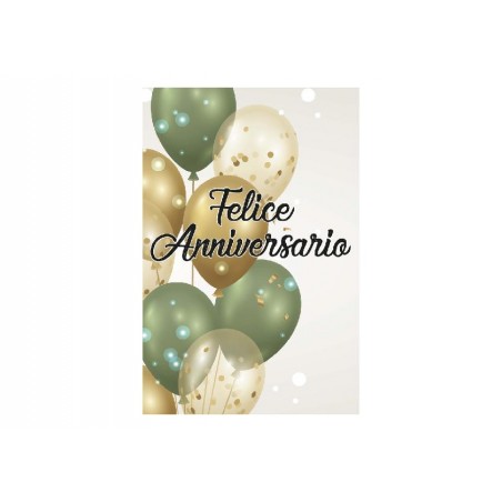 Biglietto Felice Anniversario con palloncini eleganti