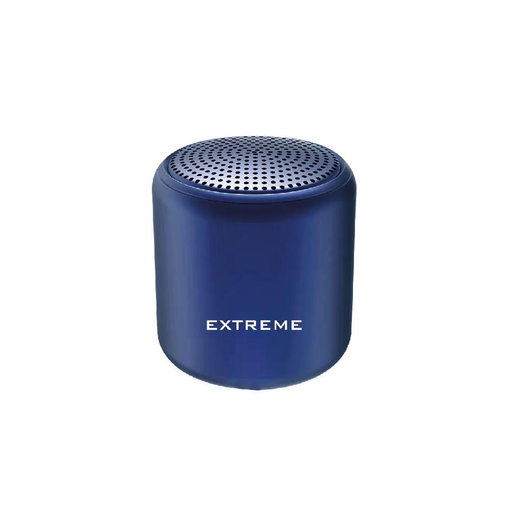Mini speaker Bluetooth blu NelQuieOra con corpo cilindrico e griglia acustica superiore