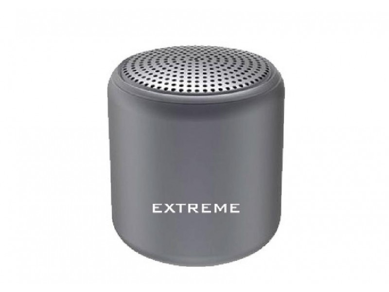 Mini speaker Bluetooth grigio NelQuieOra con finitura opaca e logo EXTREME sul fronte