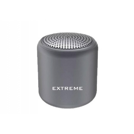 Mini speaker Bluetooth grigio NelQuieOra con finitura opaca e logo EXTREME sul fronte