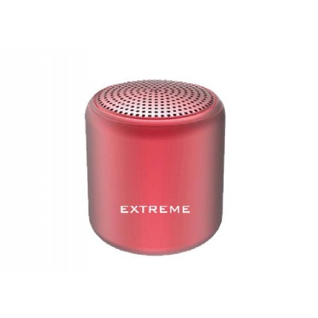 Mini speaker Bluetooth rosso NelQuieOra con superficie satinata e scritta EXTREME visibile