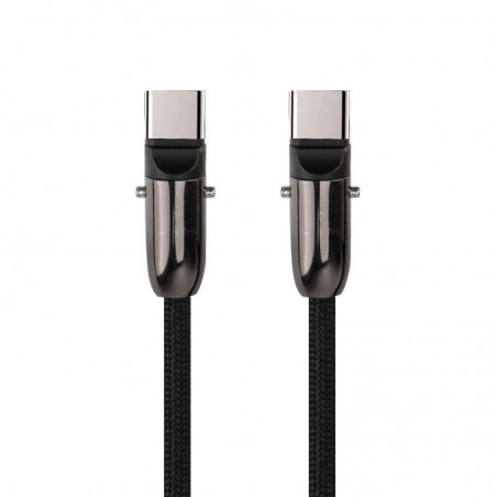 Cavo USB-C Tech Style con doppio connettore in lega di zinco e rivestimento in nylon intrecciato nero