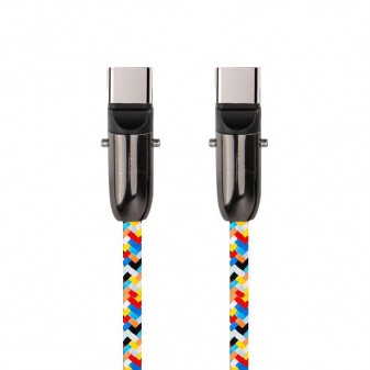 Connettori USB-C in lega di zinco con guaina intrecciata multicolore, dettaglio tecnico