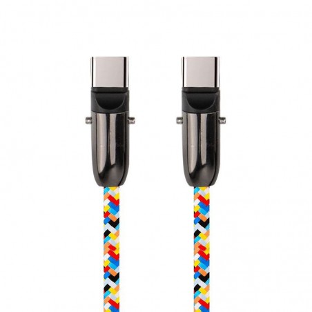 Connettori USB-C in lega di zinco con guaina intrecciata multicolore, dettaglio tecnico