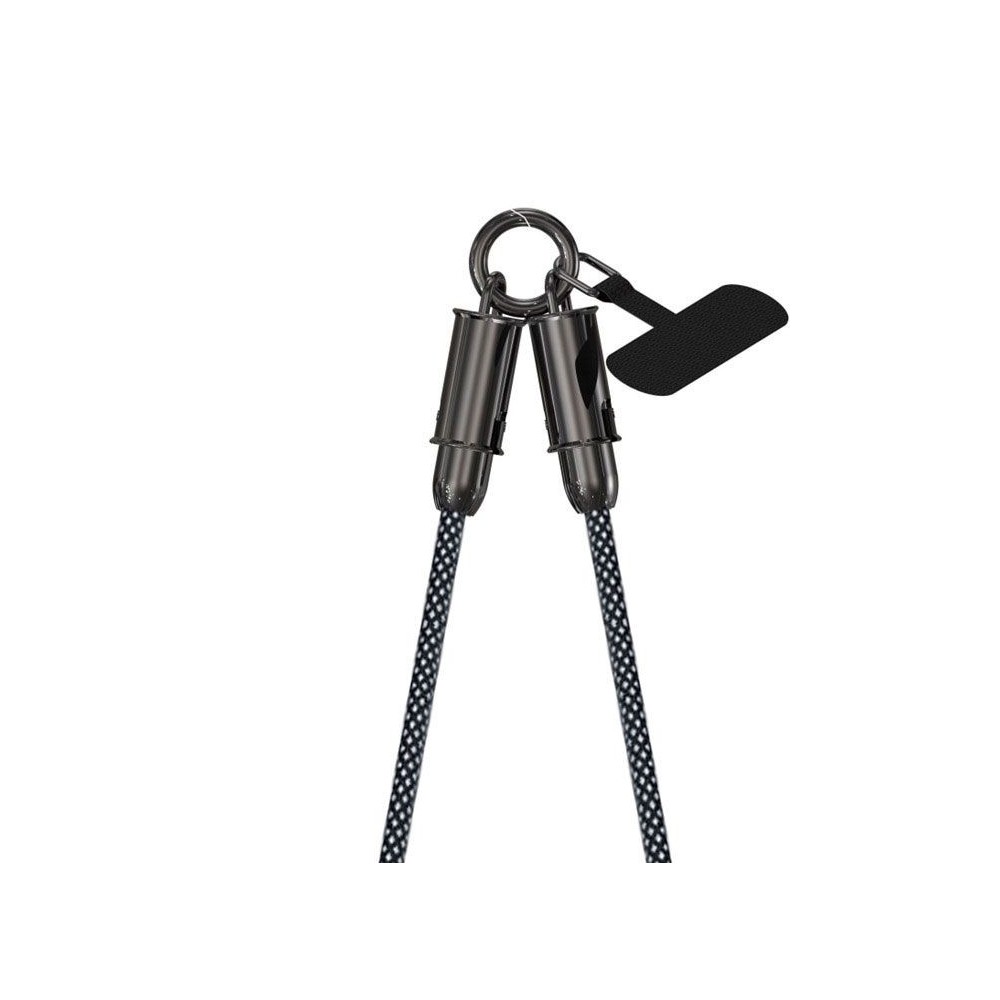 Cordino Tech Style bianco e nero con cavo USB-C integrato e attacco per smartphone