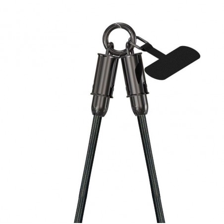 Cordino nero Tech Style con cavo Lightning integrato per iPhone, design elegante