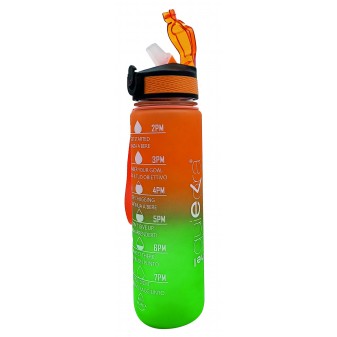 Borraccia Motivazionale 1L Arancio e Verde – Tappo ermetico antigoccia con guarnizione in silicone