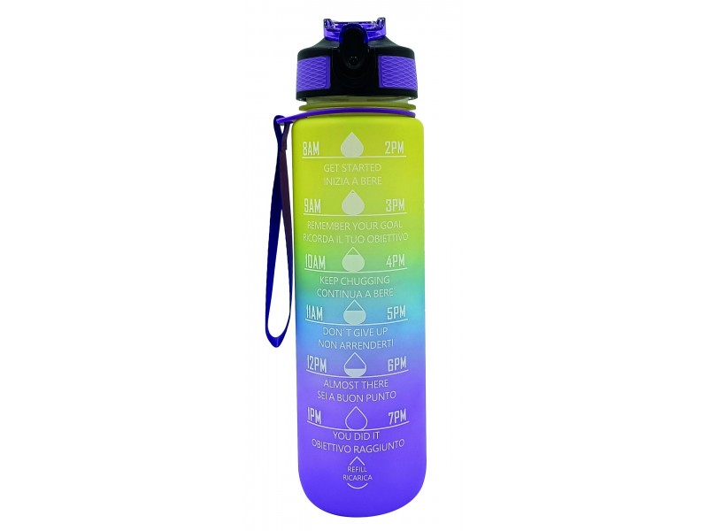 Borraccia Motivazionale 1L Multicolore – Bottiglia senza BPA con frasi motivazionali stampate