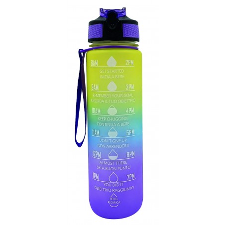 Borraccia Motivazionale 1L Multicolore – Bottiglia senza BPA con frasi motivazionali stampate