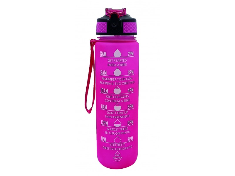 Borraccia Motivazionale 1L Rosa – Bottiglia senza BPA con frasi motivazionali stampate