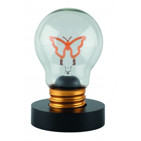 lampadina decorativa LED Farfalla con base nera e attacco oro, design elegante Lamp-Adina's NelQuieOra