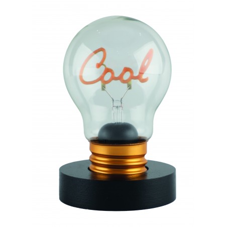 Lampadina decorativa LED con scritta Cool, base nera e attacco oro, Lamp-Adina's NelQuieOra