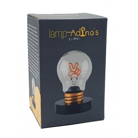 Confezione della Lampadina LED Pace, scatola nera con immagine frontale del prodotto, Lamp-Adina's NelQuieOra