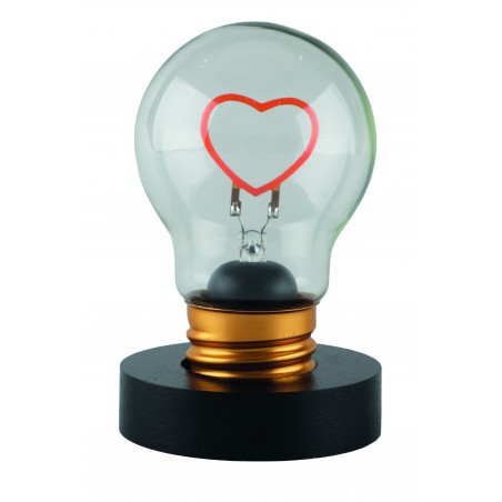 Lampadina decorativa LED Cuore con base nera e attacco oro, LED rosso a forma di cuore, Lamp-Adina's NelQuieOra