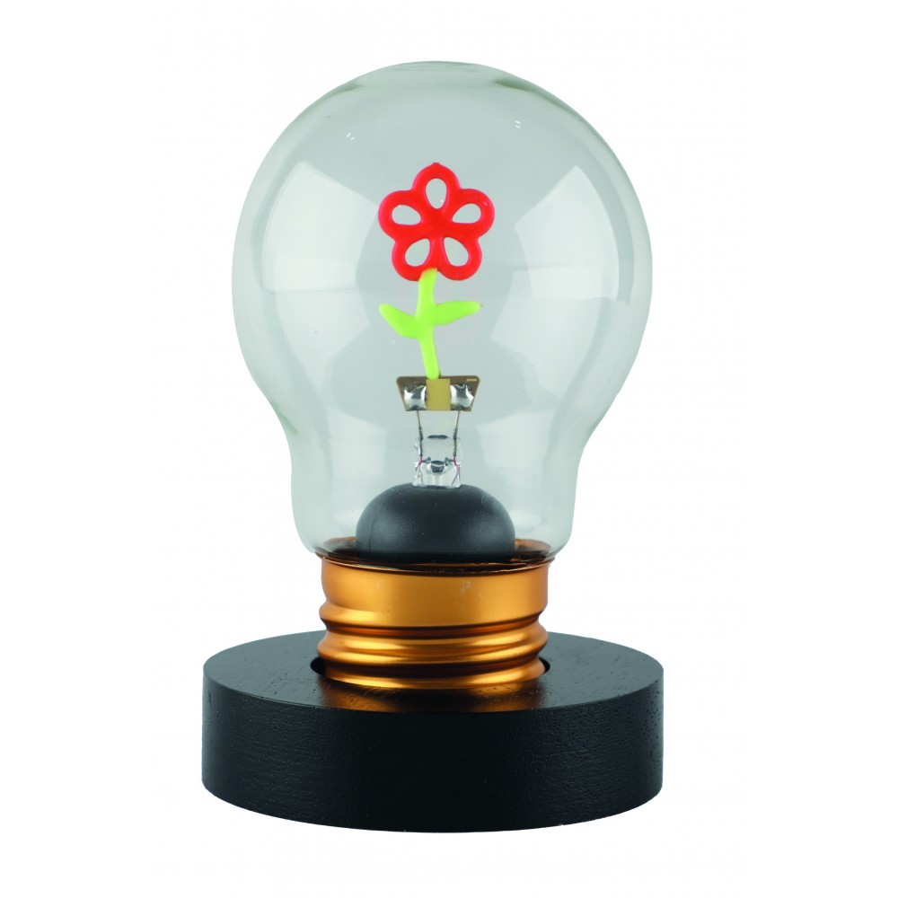 Lampadina decorativa LED Fiore con base nera e attacco oro, LED rosso e verde a forma di fiore, Lamp-Adina's NelQuieOra