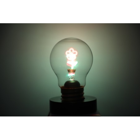 Lampadina LED Fiore accesa con luce rossa e verde, design luminoso e decorativo, Lamp-Adina's NelQuieOra