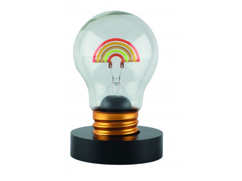 Vista frontale della lampadina decorativa LED con arcobaleno acceso – Lamp-Adina's di NelQuieOra