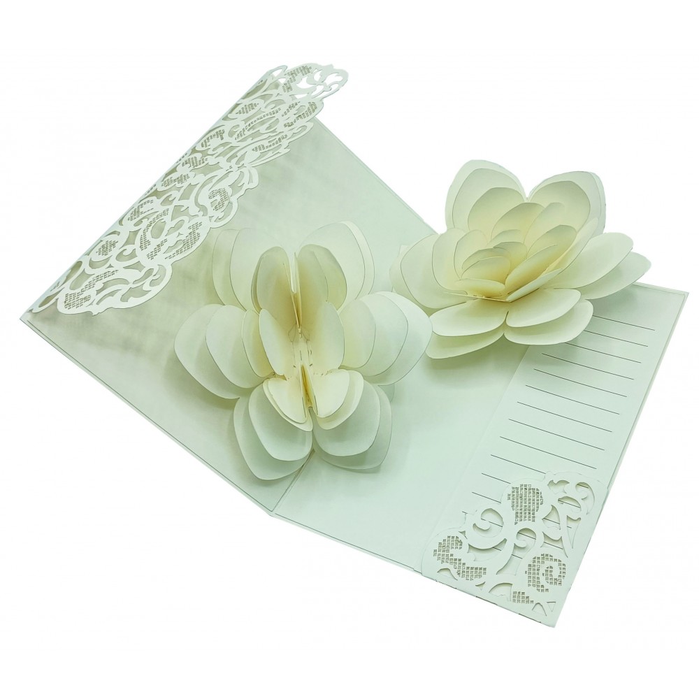 Biglietto Festa della Mamma fiori crema pop-up 3D elegante