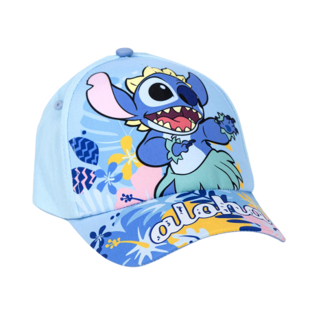 Cappello Stitch per bambini – design azzurro con grafica ufficiale Disney e tema tropicale