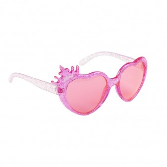 Occhiali da sole Disney Princess rosa a cuore con glitter e corona – Lenti UV 100%