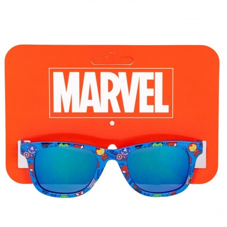 Occhiali da Sole Avengers Bambino - Montatura Blu con Grafica Supereroi Marvel e Lenti Certificate UV 100%