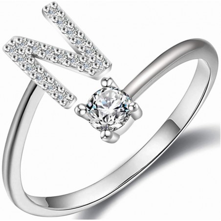 Anello Lettera N con zirconi cubici, design elegante e regolabile – Soul Gioielli