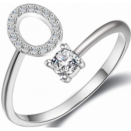 Anello Lettera O con zirconi cubici, design elegante e regolabile – Soul Gioielli