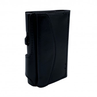 Retro Portafoglio EasyCard Nero con Porta Carte e Chiusura a Bottone
