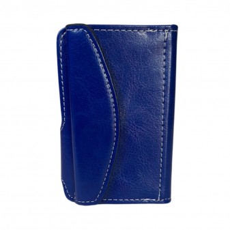 Retro portafoglio EasyCard blu con dettaglio curvo e superficie lucida