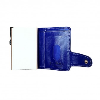 Interno portafoglio EasyCard blu con porta documenti e bottone a pressione
