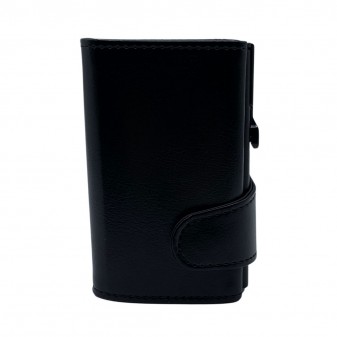 Portafoglio Trifold EasyCard nero con chiusura a clip dal design elegante