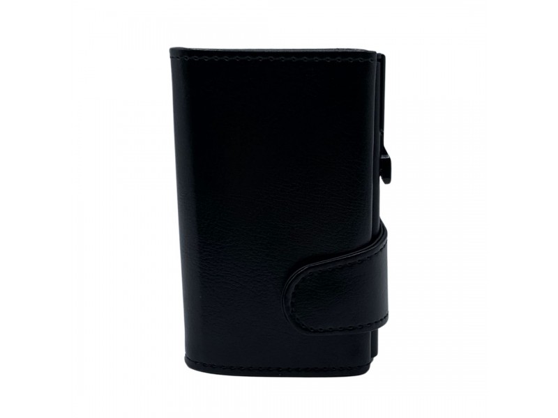 Portafoglio Trifold EasyCard nero con chiusura a clip dal design elegante