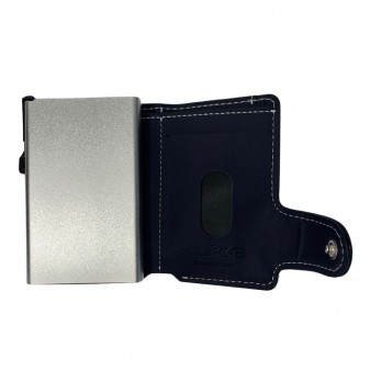 Interno portafoglio NelQuieOra nero con supporto in alluminio silver e tasca porta documenti