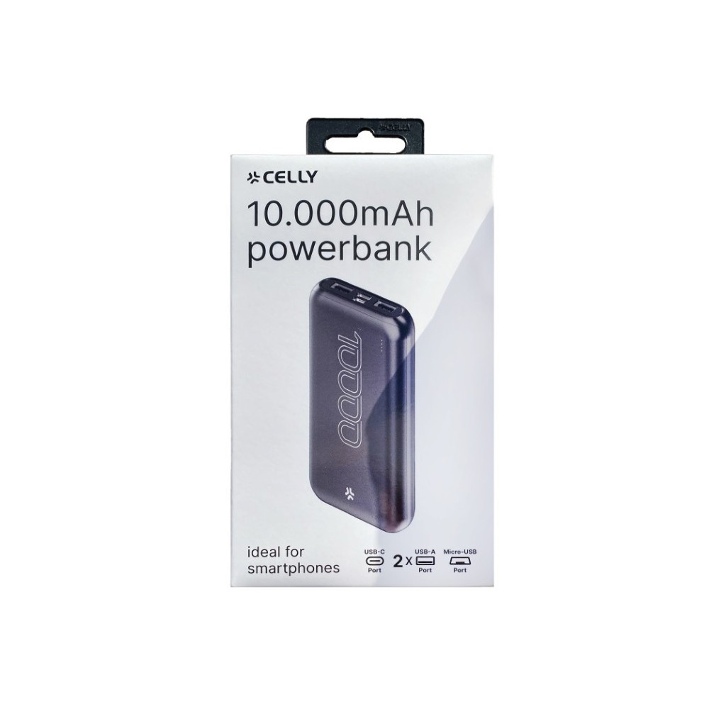 Confezione powerbank Celly 10.000mAh compatibile smartphone