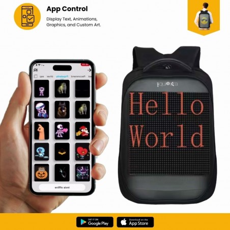 Controllo via app: testi, animazioni e grafiche personalizzate