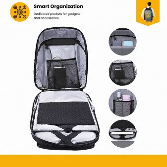 Organizzazione intelligente: tasche dedicate per gadget e accessori.