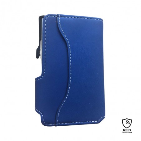 Retro del portacarte Inter in ecopelle blu con cuciture a contrasto