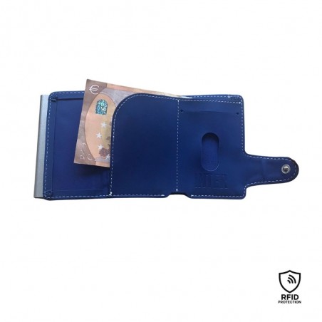 Interno portacarte Inter in ecopelle blu con scomparti e banconota visibile