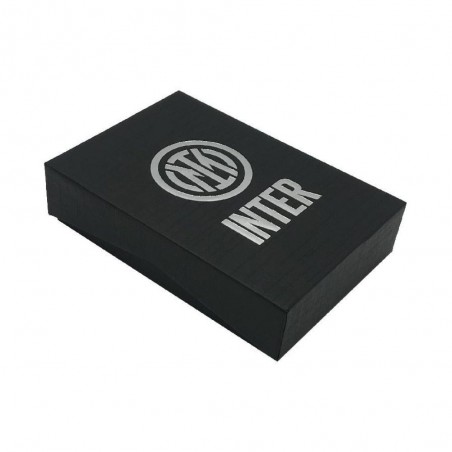 Confezione nera ufficiale Inter, elegante e rigida con logo silver