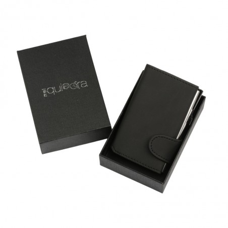 Portafoglio nero/silver EasyCard in elegante confezione rigida nera con logo NelQuieOra argentato.