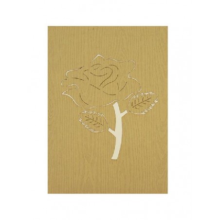 Copertina color legno con rosa incisa a laser, elegante e minimal