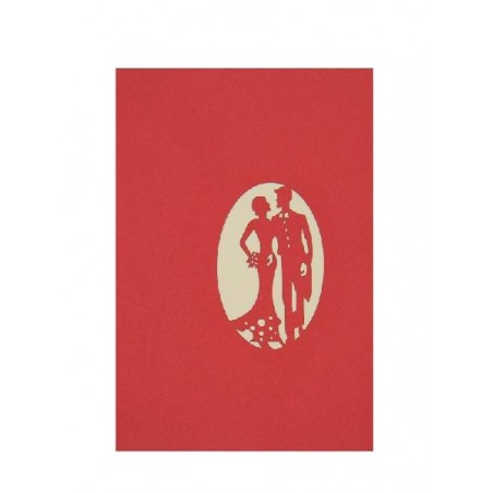 Copertina rossa Biglietto Origami LOVE con sagoma traforata della coppia