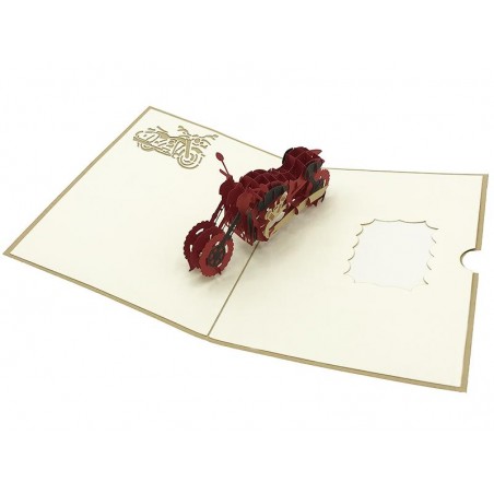 Biglietto auguri pop-up moto rossa tridimensionale in carta artigianale