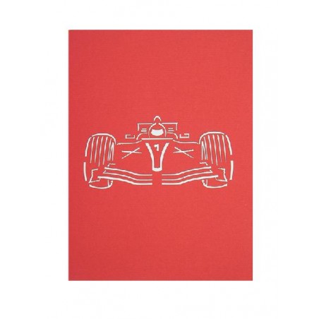 Copertina rossa con incisione laser auto da corsa vista frontale